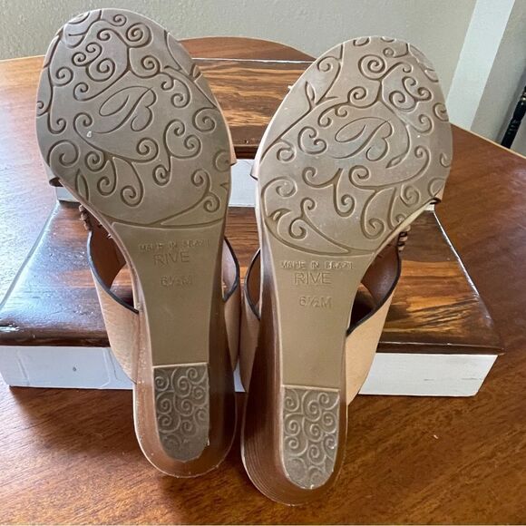 Brighton Rive Wedge Sandals Lasercut Natural Beige Tan Women's Size 6.5 - Picture 12 of 13